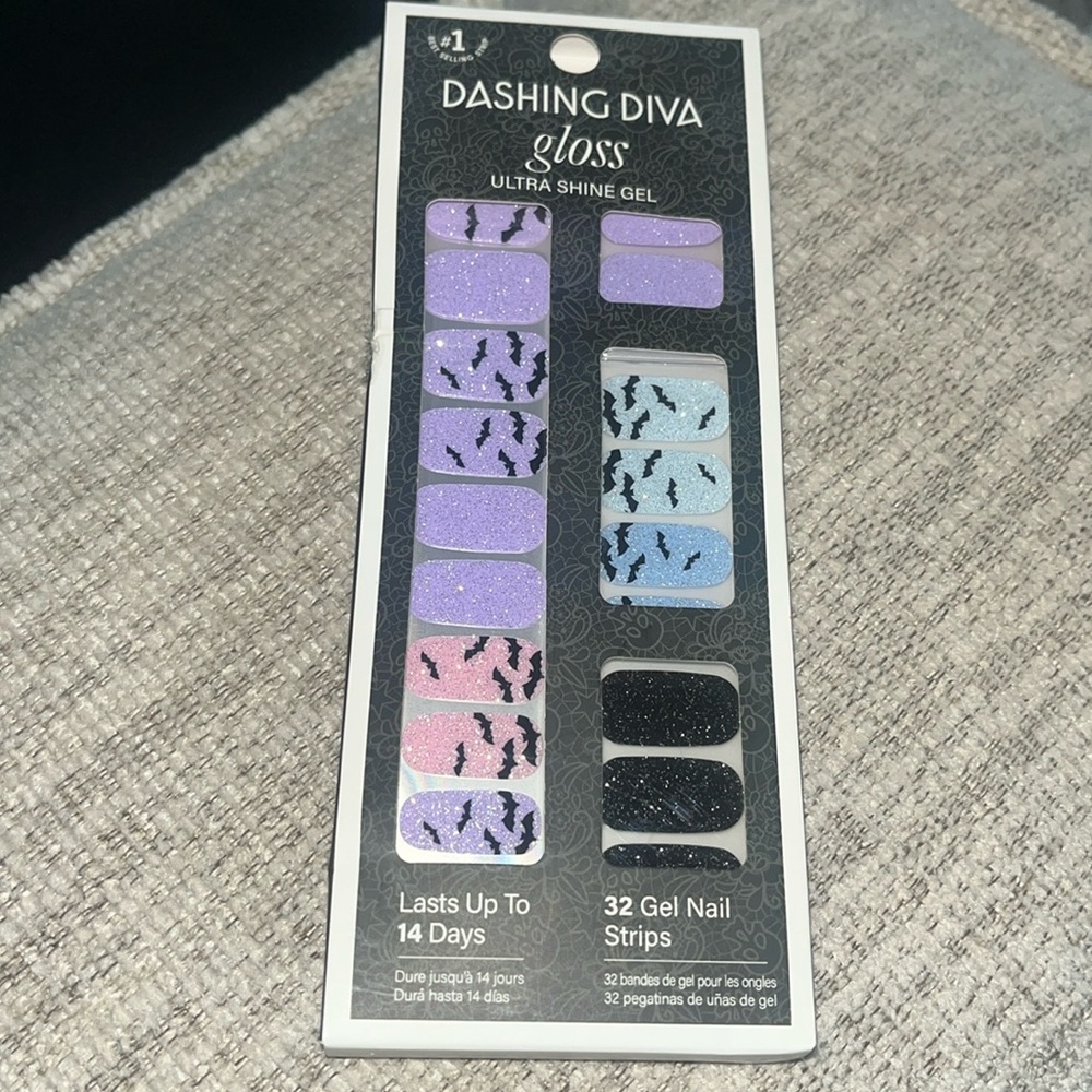 Dashing Diva Gloss Dusk till Dawn Gel Nail Polish Strips Halloween Bats Glitter
